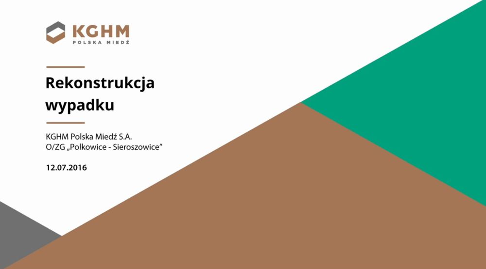 Rekonstrukcje filmowe istotnych  wypadków i zdarzeń niebezpiecznych, jako nowoczesna forma oddziaływania na świadomość pracowników - kolizja maszyn górniczych w kopalni Polkowice – Sieroszowice.