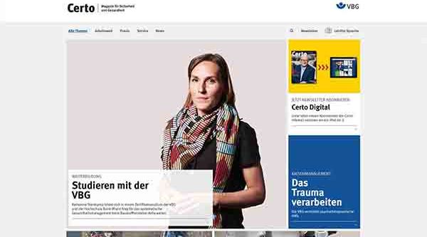 VBG-Kundenmagazin Certo als Web-App