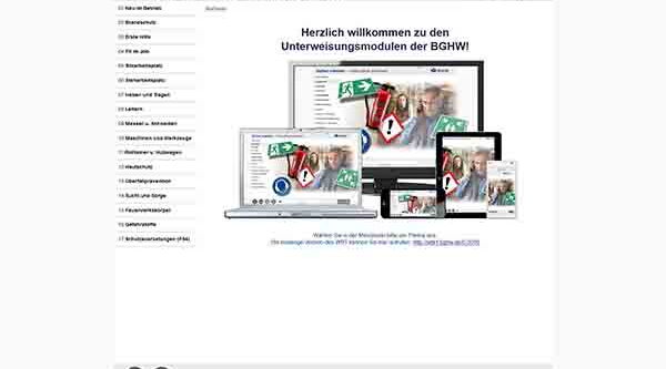 Online-Lernprogramm "Sicher arbeiten - Gesundheit schützen" (2016)